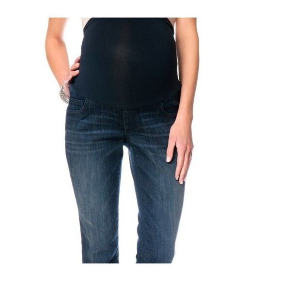 (5 for $25) INDIGO BLUE SECRET FIT BELLY  CROP MATERNITY JEANS Medium (8-10) - Picture 1 of 5